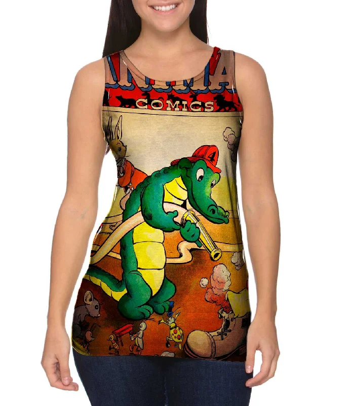 Halter Neck Women's Modal Blend Tank Tops for ComfortAlligator Fun Comic Retro