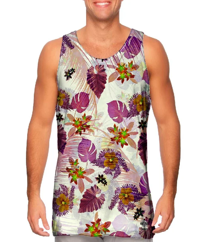 Women's Cropped Tank Tops with Vintage Band LogosAloha Pink Flowers Pink
