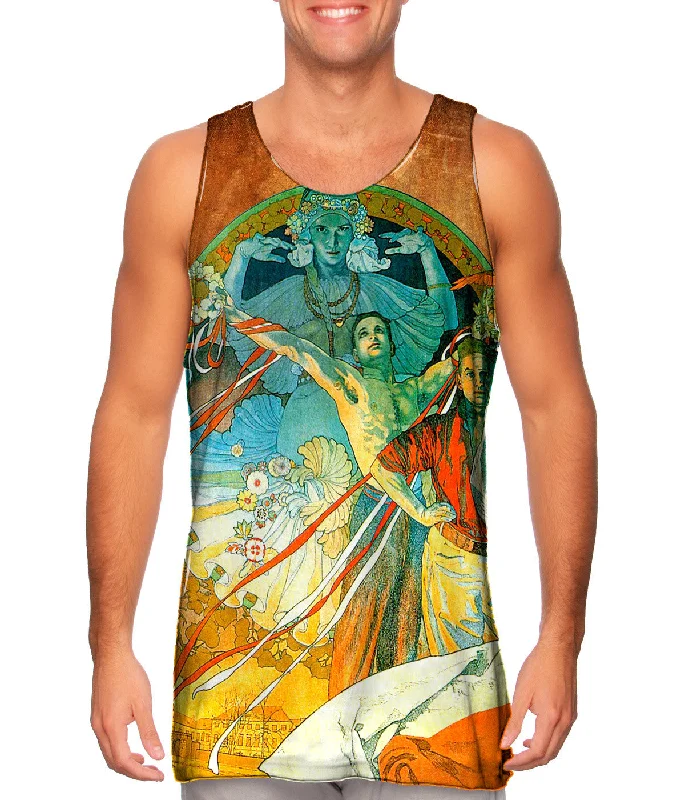Plus Size Women's Embroidered Tank Tops in Boho StylesAlphonse Mucha-8th Sokol Festival-1912 Plus Size Women's Embroidered Tank Tops in Boho StylesAlphonse Mucha-8th Sokol Festival-1912