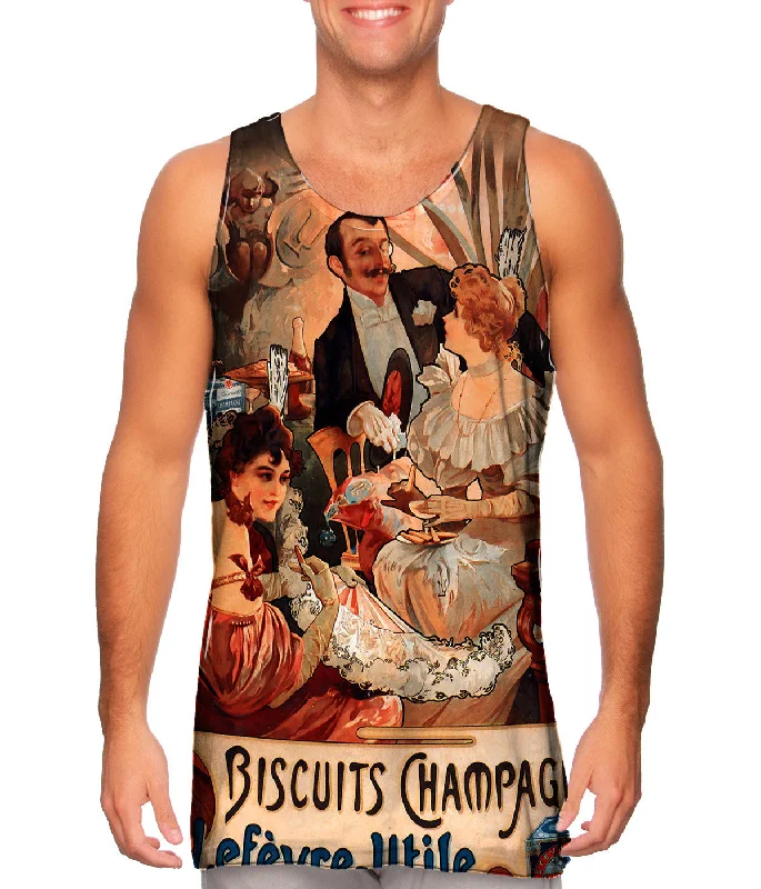 One - Shoulder Women's Rayon Blend Tank Tops for a Flowy LookAlphonse Mucha - "Biscuits Champagne Lefèvre-Utile" (1896) One - Shoulder Women's Rayon Blend Tank Tops for a Flowy LookAlphonse Mucha - "Biscuits Champagne Lefèvre-Utile" (1896)