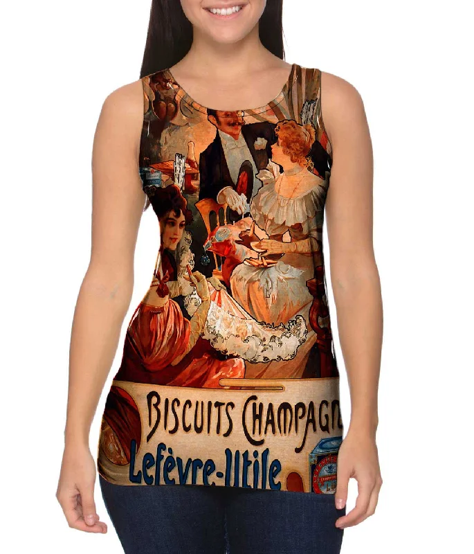 Plus Size Women's Puff - Sleeve Tank Tops in Pastel HuesAlphonse Mucha - "Biscuits Champagne Lefèvre-Utile" (1896) Plus Size Women's Puff - Sleeve Tank Tops in Pastel HuesAlphonse Mucha - "Biscuits Champagne Lefèvre-Utile" (1896)