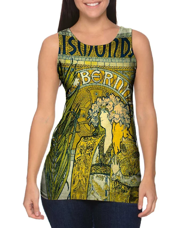 Crew Neck Women's Sustainable Tank Tops Made from Recycled MaterialsAlphonse Mucha Gismonda