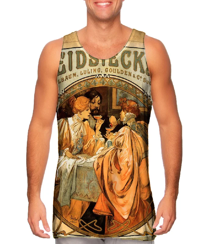 Women's Spaghetti Strap Tank Tops with Geometric PatternsAlphonse Mucha - "Heidsieck" (1901) Women's Spaghetti Strap Tank Tops with Geometric PatternsAlphonse Mucha - "Heidsieck" (1901)