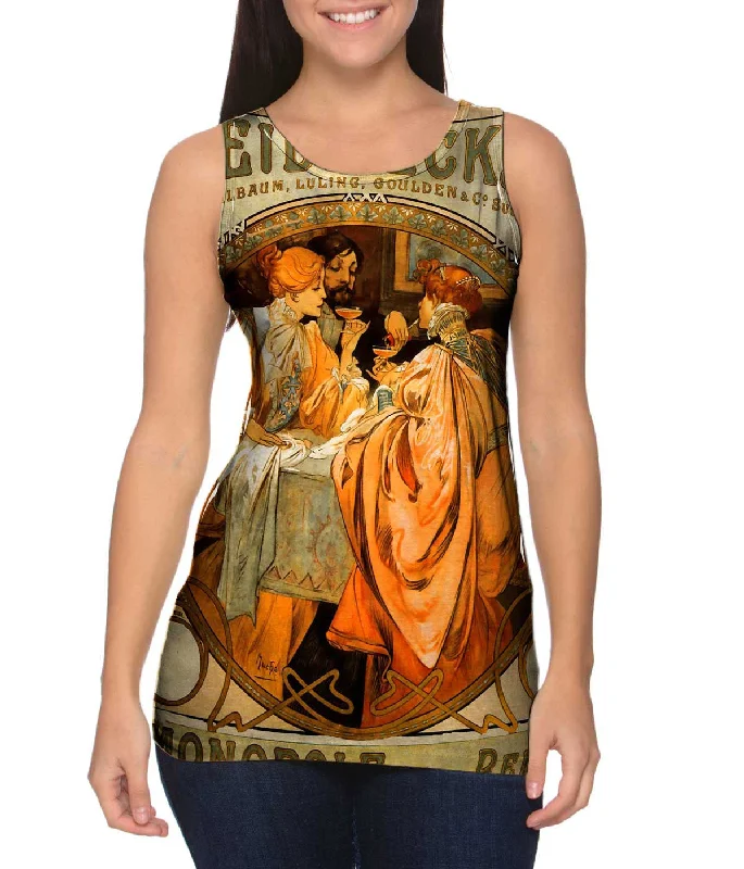 Scoop Neck Women's Linen Blend Tank Tops for SummerAlphonse Mucha - "Heidsieck" (1901) Scoop Neck Women's Linen Blend Tank Tops for SummerAlphonse Mucha - "Heidsieck" (1901)