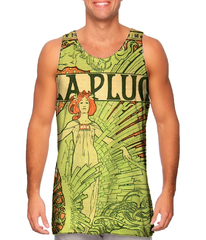 Plus Size Women's Side - Slit Tank Tops in Metallic ShadesAlphonse Mucha - "La Plume" (1898) Plus Size Women's Side - Slit Tank Tops in Metallic ShadesAlphonse Mucha - "La Plume" (1898)