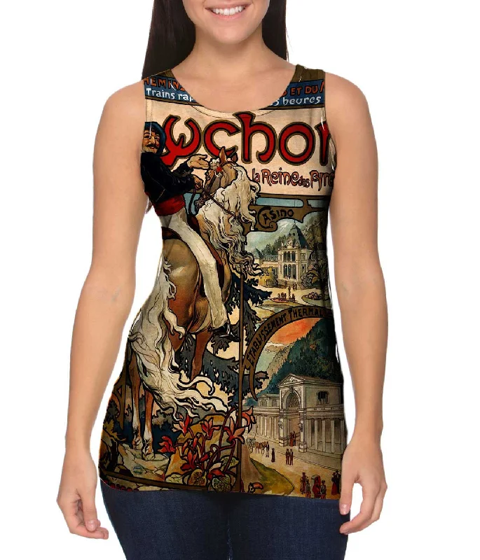 One - Shoulder Women's Rayon Blend Tank Tops for a Flowy LookAlphonse Mucha - "Luchon" (1985) One - Shoulder Women's Rayon Blend Tank Tops for a Flowy LookAlphonse Mucha - "Luchon" (1985)