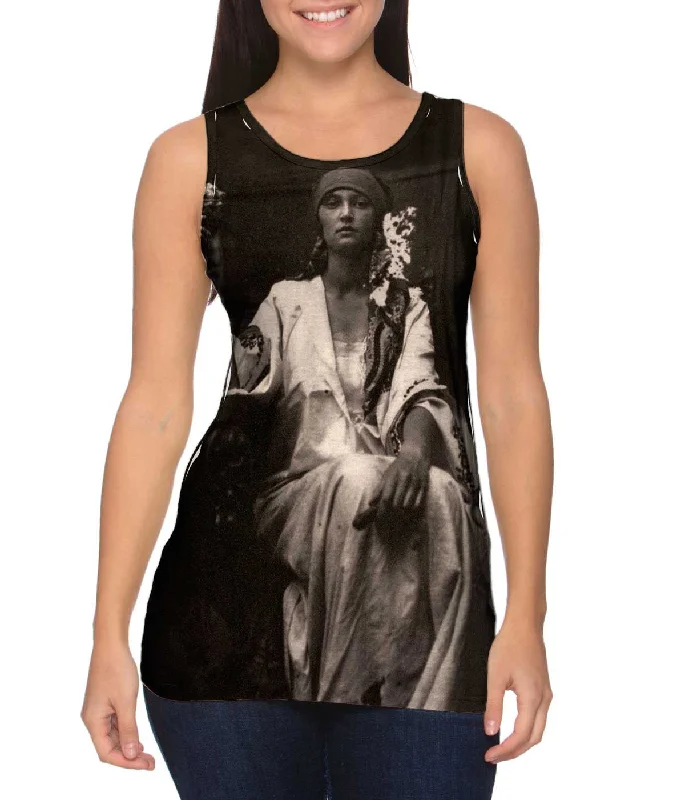 Plus Size Women's Glitter - Trimmed Tank Tops for Party NightsAlphonse Mucha - "Model Photograph" (1919) Plus Size Women's Glitter - Trimmed Tank Tops for Party NightsAlphonse Mucha - "Model Photograph" (1919)