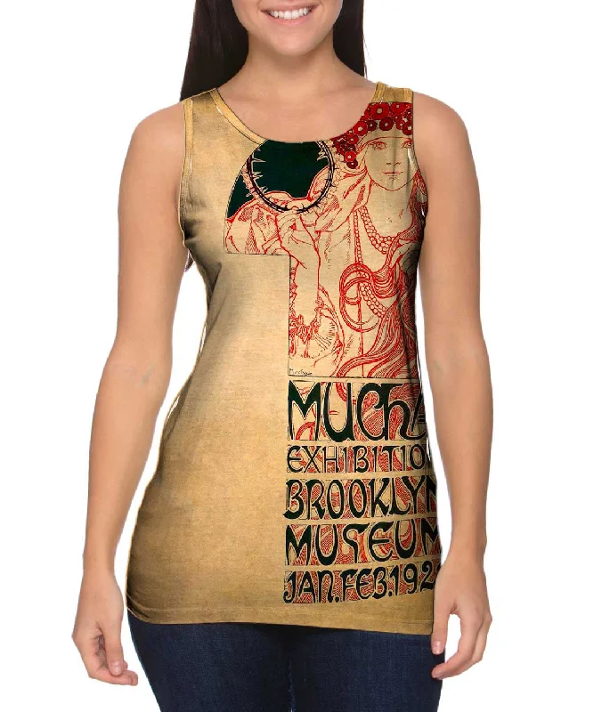 Mock Neck Women's Performance Tank Tops for CyclingAlphonse Mucha-Poster for the Brooklyn Exhibition-1921 Mock Neck Women's Performance Tank Tops for CyclingAlphonse Mucha-Poster for the Brooklyn Exhibition-1921