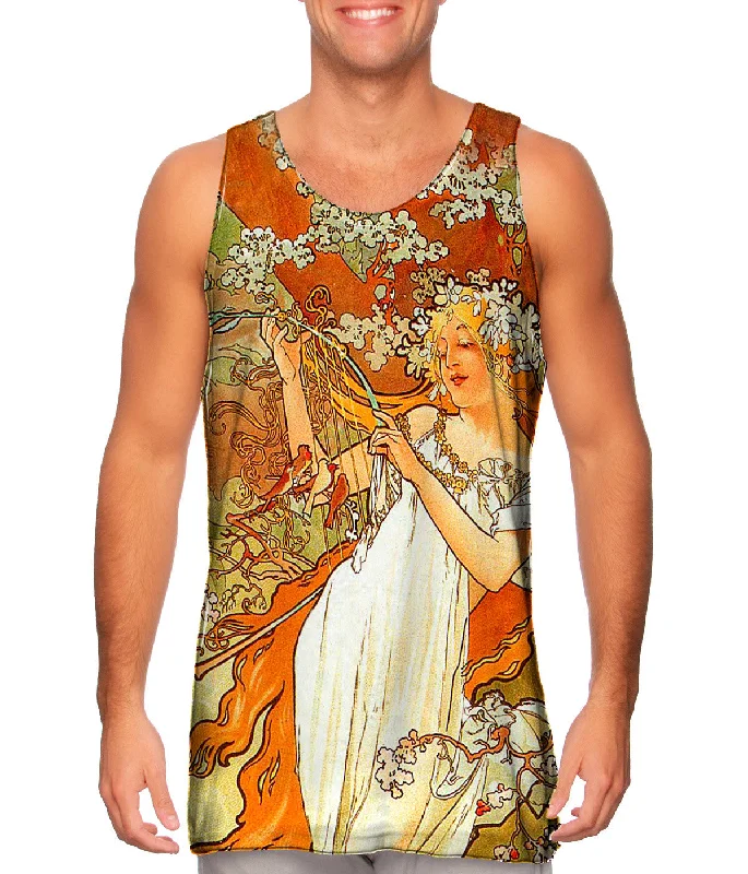 Women's Spaghetti Strap Tank Tops with Geometric PatternsAlphonse Mucha - "Spring" (1896) Women's Spaghetti Strap Tank Tops with Geometric PatternsAlphonse Mucha - "Spring" (1896)