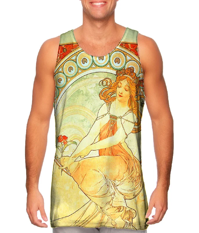 Plus Size Women's Side - Slit Tank Tops in Metallic ShadesAlphonse Mucha - "The Arts Painting" (1898) Plus Size Women's Side - Slit Tank Tops in Metallic ShadesAlphonse Mucha - "The Arts Painting" (1898)