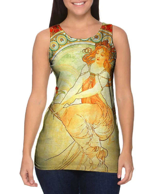 Halter Neck Women's Modal Blend Tank Tops for ComfortAlphonse Mucha - "The Arts Painting" (1898) Halter Neck Women's Modal Blend Tank Tops for ComfortAlphonse Mucha - "The Arts Painting" (1898)