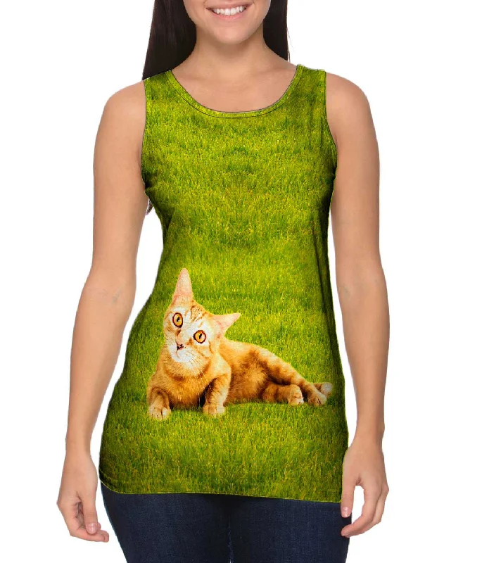 Crew Neck Women's Sustainable Tank Tops Made from Recycled MaterialsAmber Eyes Kitty Cat Crew Neck Women's Sustainable Tank Tops Made from Recycled MaterialsAmber Eyes Kitty Cat