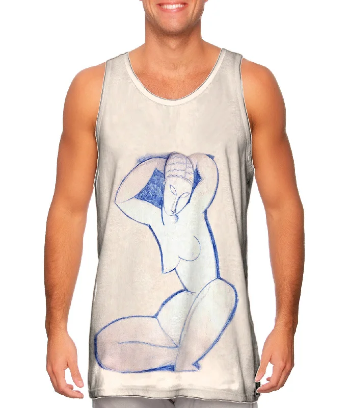 Women's Button - Down Tank Tops in Striped PatternsAmedeo Modigliani - "Caryatid" (1914) Women's Button - Down Tank Tops in Striped PatternsAmedeo Modigliani - "Caryatid" (1914)