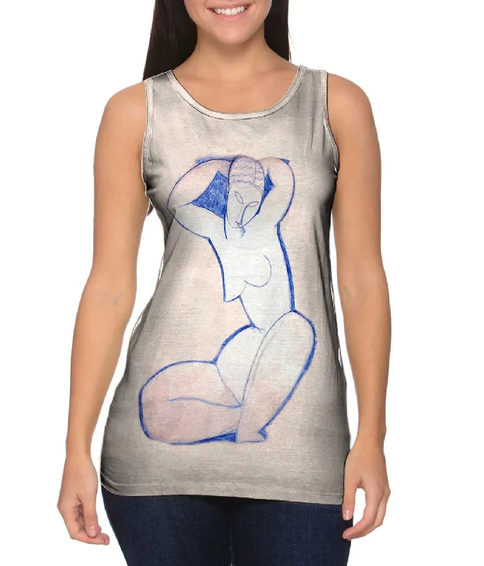 Mock Neck Women's Performance Tank Tops for CyclingAmedeo Modigliani - "Caryatid" (1914) Mock Neck Women's Performance Tank Tops for CyclingAmedeo Modigliani - "Caryatid" (1914)