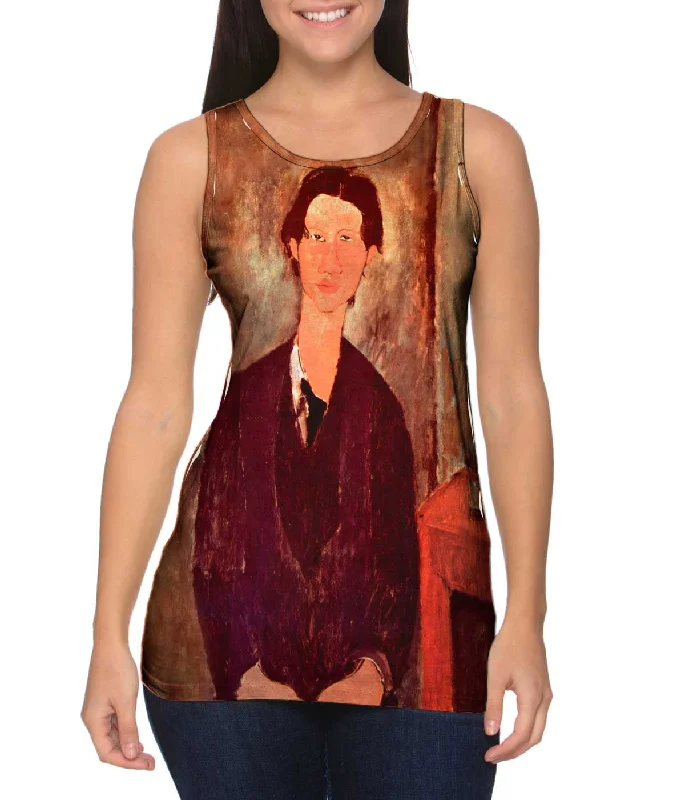 High - Neck Women's Silk Blend Tank Tops for a Luxurious FeelAmedeo Modigliani - "Portrait of Chaim Soutine" (1916) High - Neck Women's Silk Blend Tank Tops for a Luxurious FeelAmedeo Modigliani - "Portrait of Chaim Soutine" (1916)
