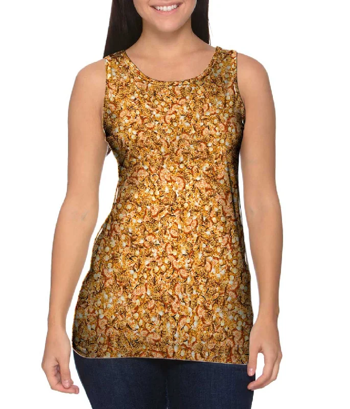 Plus Size Women's Glitter - Trimmed Tank Tops for Party NightsAmerican Apple Pie