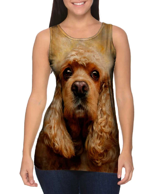 Plus Size Women's Criss - Cross Back Tank Tops in Neon ColorsAmerican Cocker Spaniel Face Plus Size Women's Criss - Cross Back Tank Tops in Neon ColorsAmerican Cocker Spaniel Face
