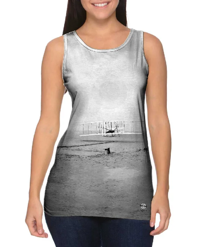 Crew Neck Women's Sustainable Tank Tops Made from Recycled MaterialsAmerican Icons Kitty Hawk Wright Brothers