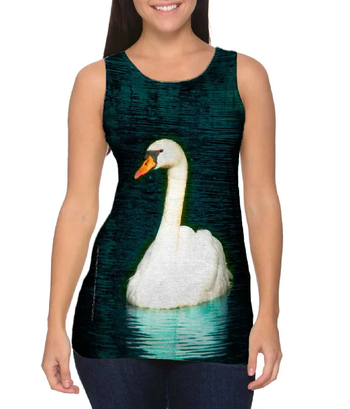 Mock Neck Women's Performance Tank Tops for CyclingAnalog Black Swan