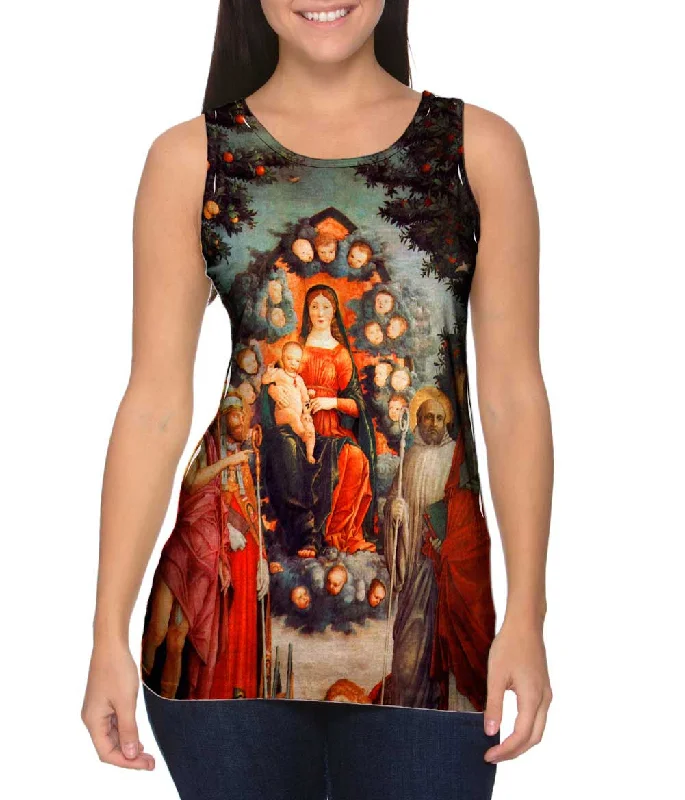 Scoop Neck Women's Linen Blend Tank Tops for SummerAndrea Mantegna - "Madonna Mit Heiligen" (1497) Scoop Neck Women's Linen Blend Tank Tops for SummerAndrea Mantegna - "Madonna Mit Heiligen" (1497)