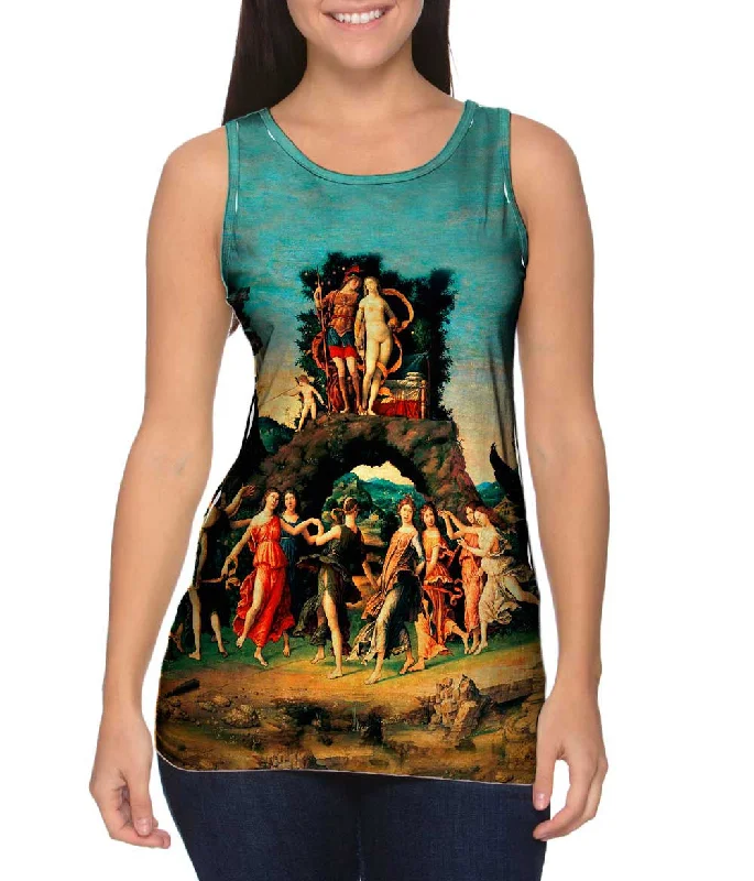 Crew Neck Women's Sustainable Tank Tops Made from Recycled MaterialsAndrea Mantegna - "Paranssus" (1497) Crew Neck Women's Sustainable Tank Tops Made from Recycled MaterialsAndrea Mantegna - "Paranssus" (1497)