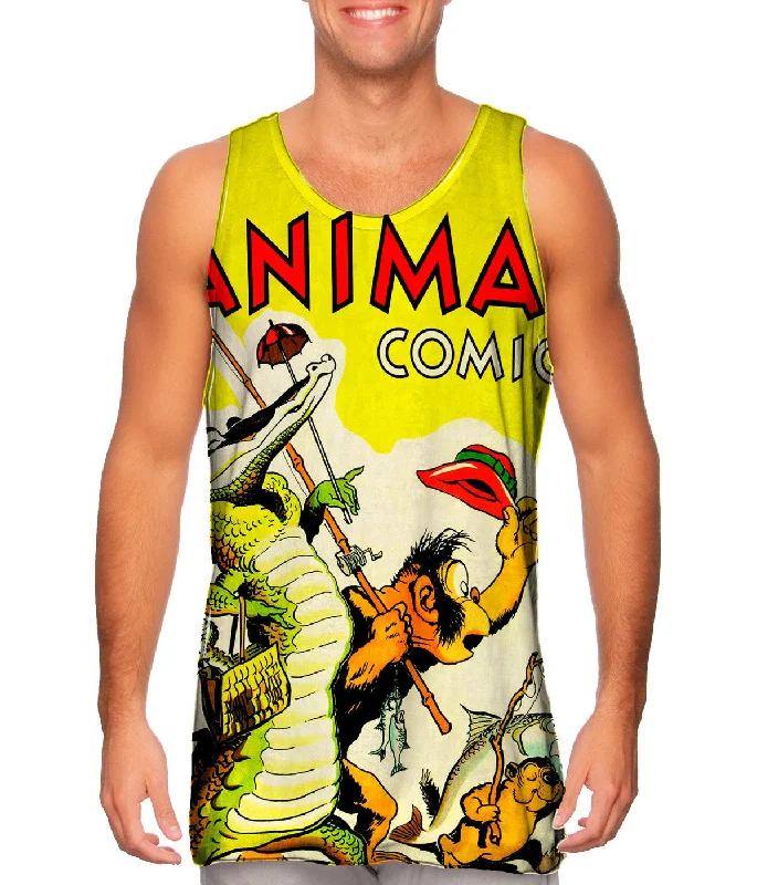 Halter Neck Women's Modal Blend Tank Tops for ComfortAnimal Fun Comic Retro