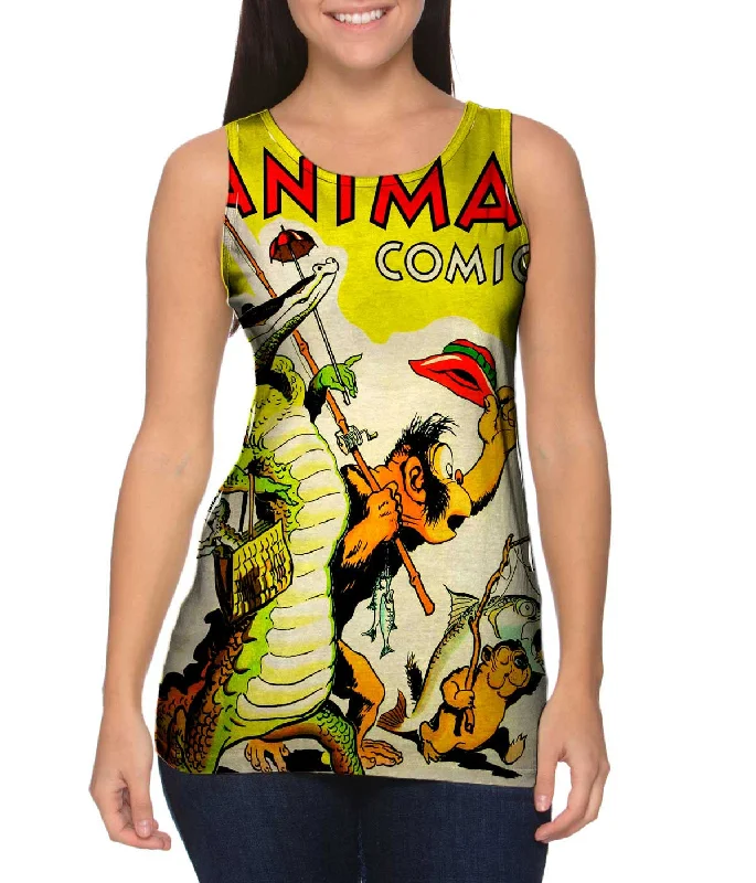 Women's Spaghetti Strap Tank Tops with Geometric PatternsAnimal Fun Comic Retro