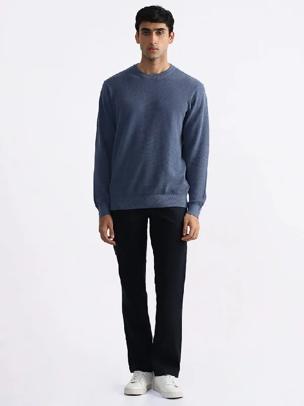 Belted Women Shorts to Enhance the WaistlineAscot Blue Cotton Relaxed-Fit Sweater