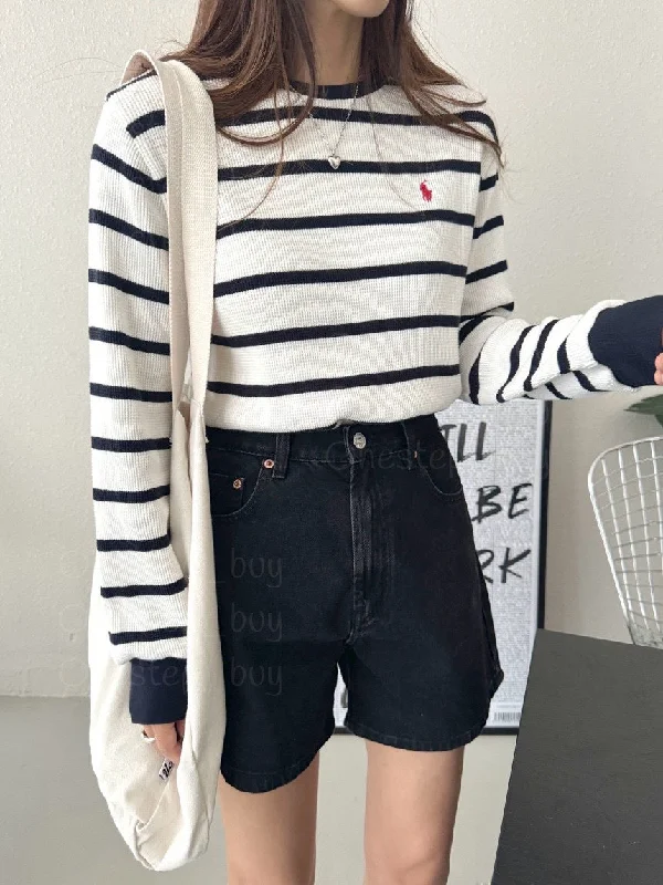 Wrinkle - resistant polo shirt for travel convenienceBig Boys Striped Waffle Cotton Long Sleeve Top Wrinkle - resistant polo shirt for travel convenienceBig Boys Striped Waffle Cotton Long Sleeve Top
