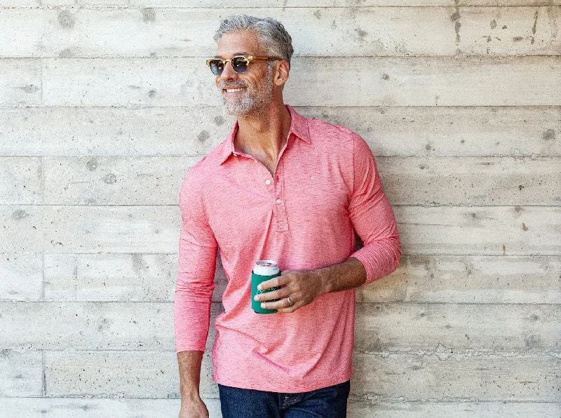 Geo - print polo shirt for a contemporary stylebrrrº Long Sleeve Range Polo - Ruby Red Geo - print polo shirt for a contemporary stylebrrrº Long Sleeve Range Polo - Ruby Red