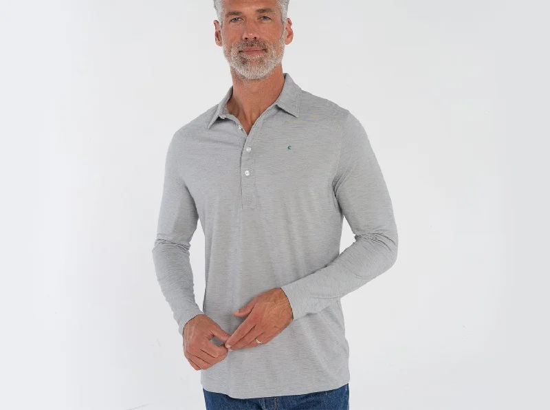 Sheer mesh panel polo shirt for a trendy twistbrrrº Long Sleeve Range Polo - Silverado