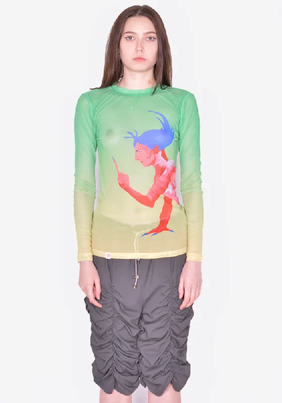 Metallic Accent Women Long Sleeve Top for a Glamorous LookCHARLES JEFFREY LOVERBOY 043080603 POWERMESH LONG SLEEVE T-SHIRT GREEN Metallic Accent Women Long Sleeve Top for a Glamorous LookCHARLES JEFFREY LOVERBOY 043080603 POWERMESH LONG SLEEVE T-SHIRT GREEN