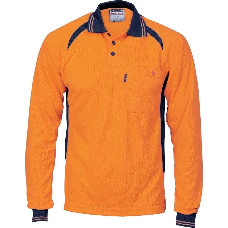 Thermal - lined polo shirt for cold - weather activitiesDnc Workwear Cool-breeze Contrast Mesh Long Sleeve Polo - 3902 Thermal - lined polo shirt for cold - weather activitiesDnc Workwear Cool-breeze Contrast Mesh Long Sleeve Polo - 3902