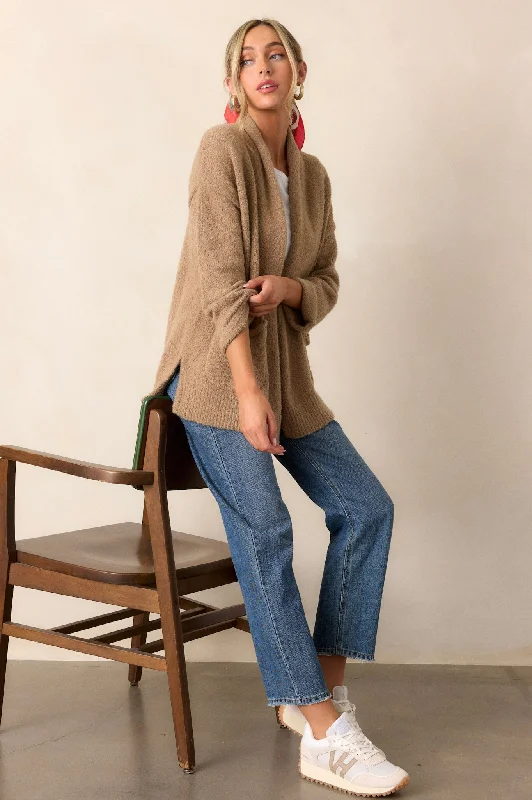 Pocket - Equipped Women Long Sleeve Top for Added FunctionalityDo You Mind Light Mocha Cardigan Pocket - Equipped Women Long Sleeve Top for Added FunctionalityDo You Mind Light Mocha Cardigan