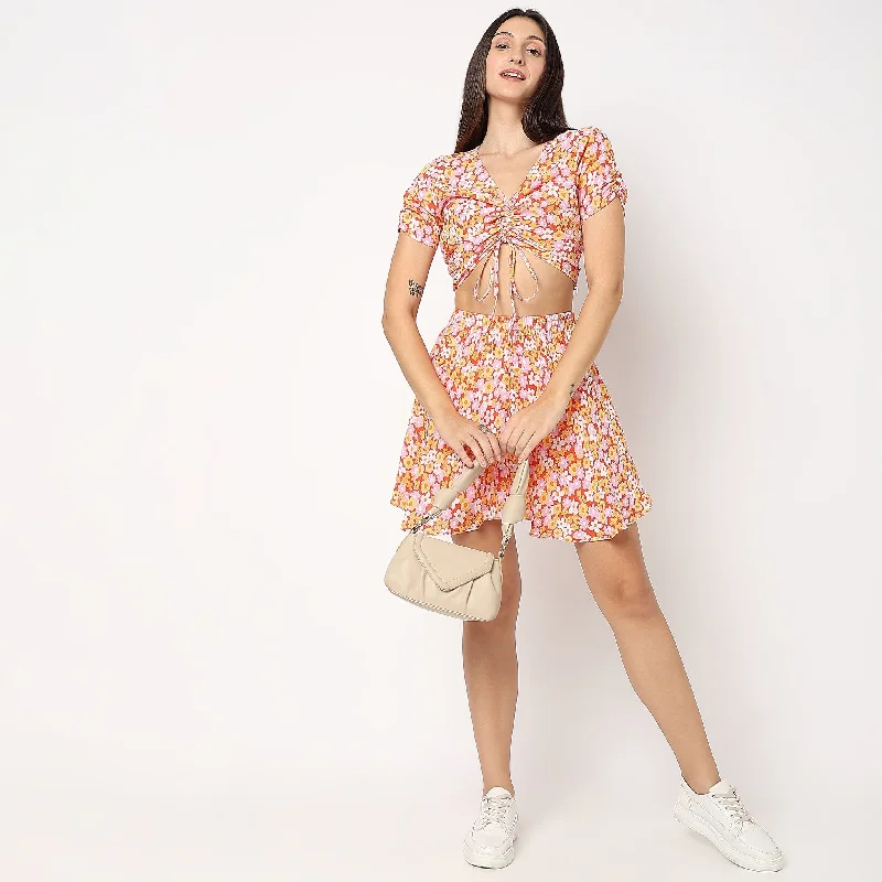 Stretchable Women Shorts for Maximum MobilityFlare Fit Floral Skirt