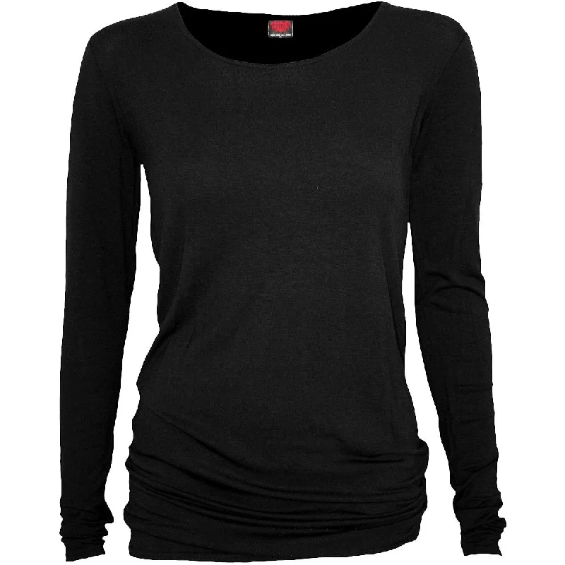 Pocket - Equipped Women Long Sleeve Top for Added FunctionalityGOTHIC ELEGANCE - Baggy Top Black Pocket - Equipped Women Long Sleeve Top for Added FunctionalityGOTHIC ELEGANCE - Baggy Top Black