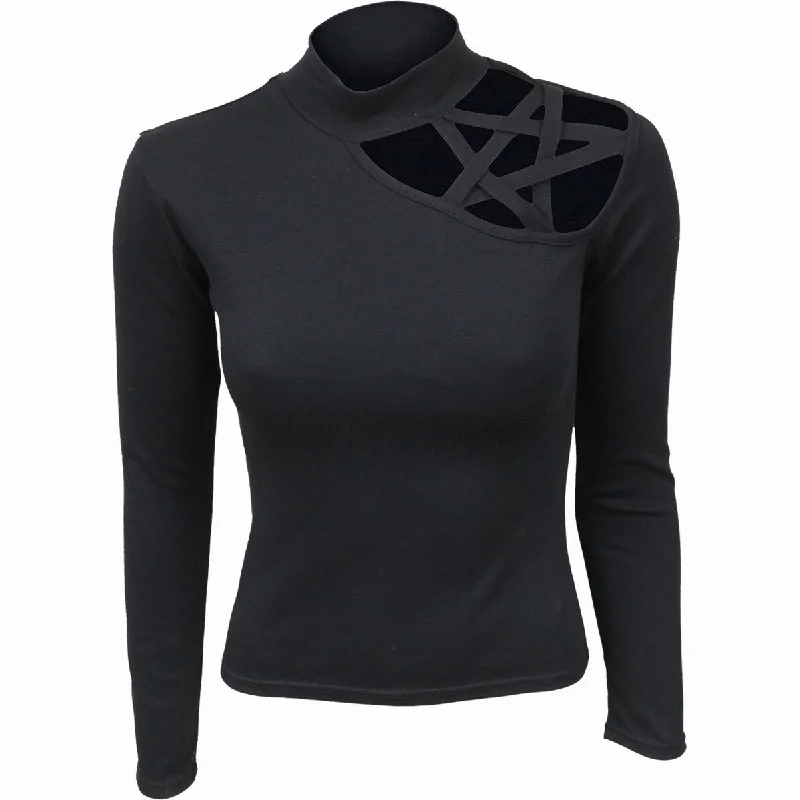 Puffer - Sleeve Women Long Sleeve Top for a Fashion - Forward LookGOTHIC ELEGANCE - Pentagram Shoulder Longsleeve Top Puffer - Sleeve Women Long Sleeve Top for a Fashion - Forward LookGOTHIC ELEGANCE - Pentagram Shoulder Longsleeve Top