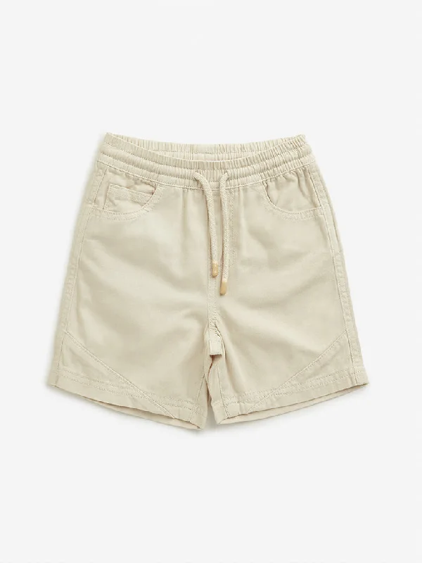 Patterned Geometric Women Shorts for a Modern AppealHOP Kids Taupe Mid-Rise Shorts