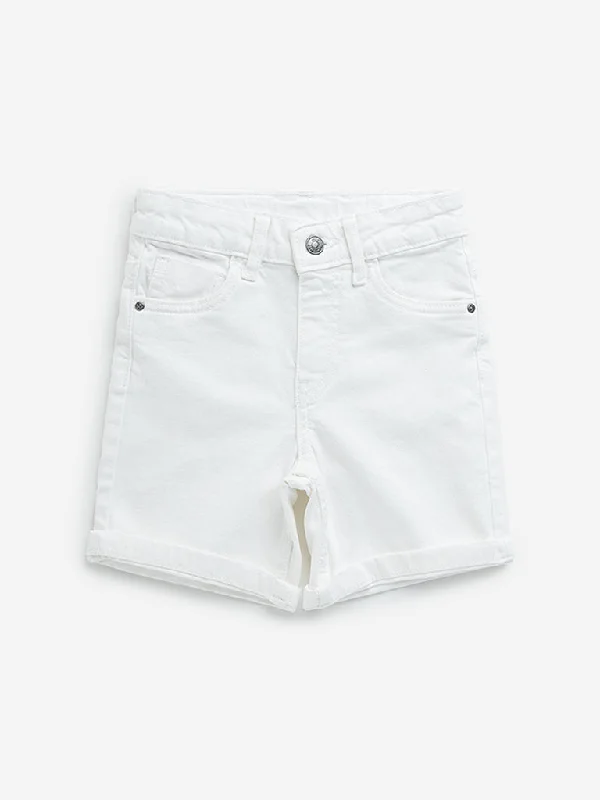 Embroidered Women Shorts with Intricate DesignsHOP Kids White Mid-Rise Denim Shorts Embroidered Women Shorts with Intricate DesignsHOP Kids White Mid-Rise Denim Shorts
