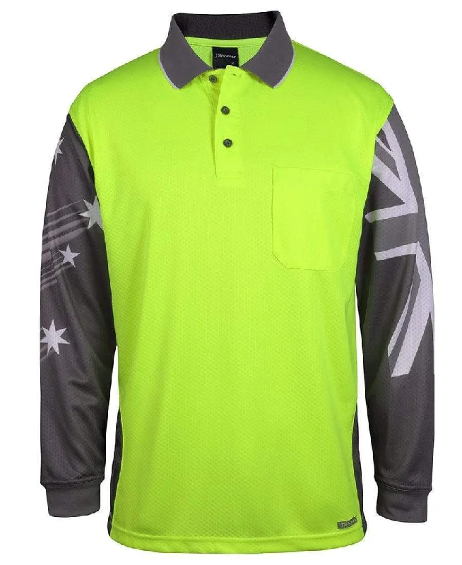 Moisture - wicking polo shirt for outdoor workoutsJB's Hi vis long sleeve Southern Cross polo 6HSCL Moisture - wicking polo shirt for outdoor workoutsJB's Hi vis long sleeve Southern Cross polo 6HSCL