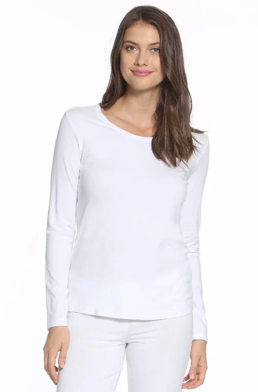Ruffled Cuff Women Long Sleeve Top with a Feminine TouchLong Sleeve Crew Neck Tee