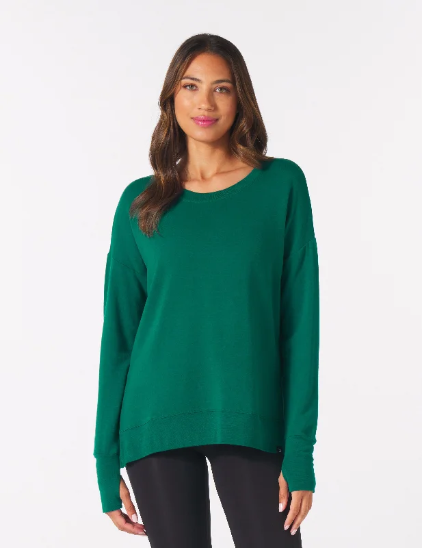 Mock Neck Women Long Sleeve Top for a Modern AestheticLounge Long Sleeve: Emerald