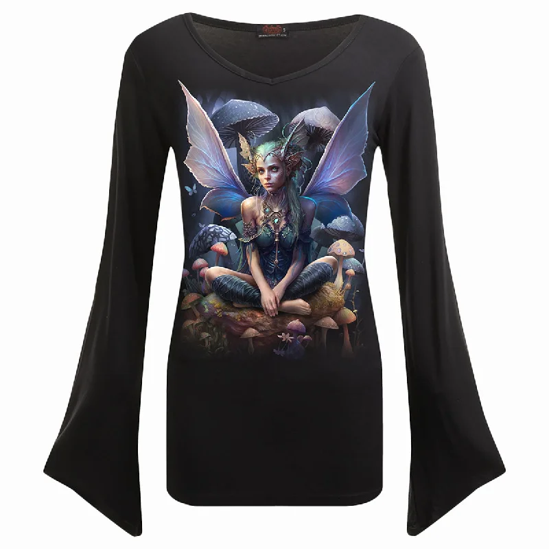 Mock Neck Women Long Sleeve Top for a Modern AestheticMAGICAL - V Neck Goth Sleeve Top Black Mock Neck Women Long Sleeve Top for a Modern AestheticMAGICAL - V Neck Goth Sleeve Top Black