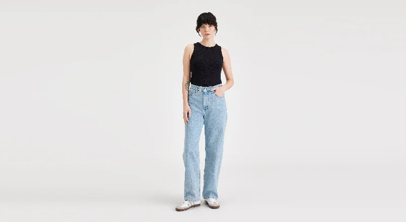 Elastic Waist Women Shorts for Easy Wear and ComfortMid-Rise Jeans, Relaxed Fit