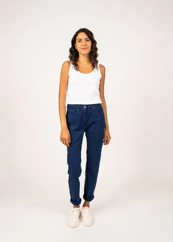 Cargo Women Shorts with Multiple Pockets for FunctionalityMimosa high waist pants - slim fit, in stretch cotton (INDIGO) Cargo Women Shorts with Multiple Pockets for FunctionalityMimosa high waist pants - slim fit, in stretch cotton (INDIGO)