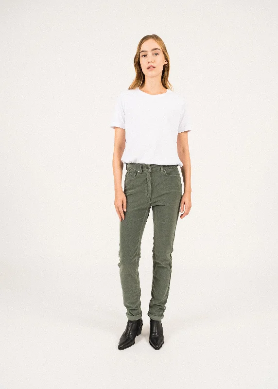 Cargo Women Shorts with Multiple Pockets for FunctionalityMimosa pants - high waist, in striped velvet (VEGETAL)
