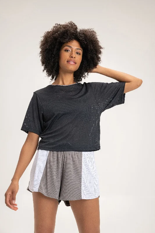 Patterned Geometric Women Shorts for a Modern AppealNet Fitness Shorts