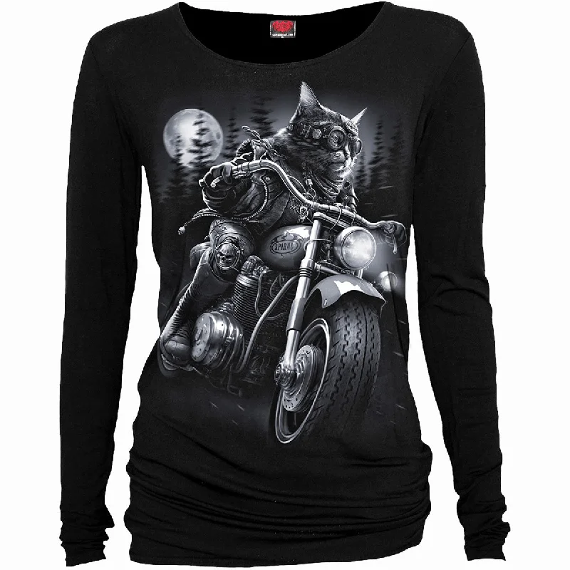 Floral Printed Women Long Sleeve Top for a Romantic LookNINE LIVES - Baggy Top Black Floral Printed Women Long Sleeve Top for a Romantic LookNINE LIVES - Baggy Top Black
