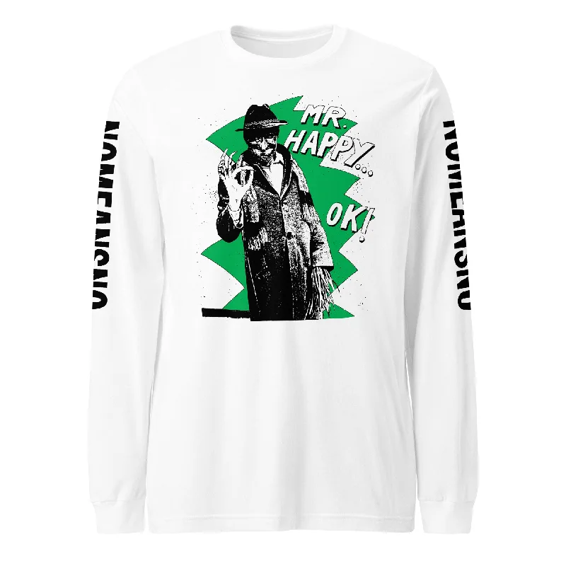 Turtleneck Women Long Sleeve Top for Cold Winter DaysNomeansno "Mr Happy" White Unisex Long Sleeve Tee Turtleneck Women Long Sleeve Top for Cold Winter DaysNomeansno "Mr Happy" White Unisex Long Sleeve Tee