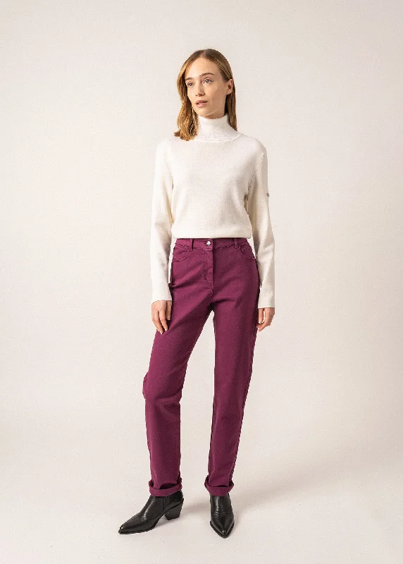 Bermuda Women Shorts for a Classic and Sophisticated LookPatricia straight pants - elasticated waist, in stretch cotton (PRUNE) Bermuda Women Shorts for a Classic and Sophisticated LookPatricia straight pants - elasticated waist, in stretch cotton (PRUNE)
